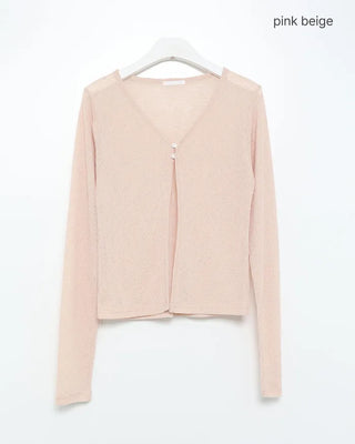 Two-button sheer cardigan