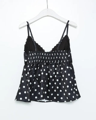 Satin mini polka dot frill camisole