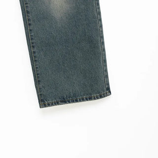 Washed wide denim pants