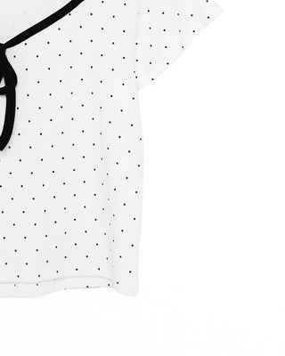 Two-tone ribbon dot T-shirt