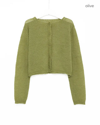 Simple round neck cropped cardigan