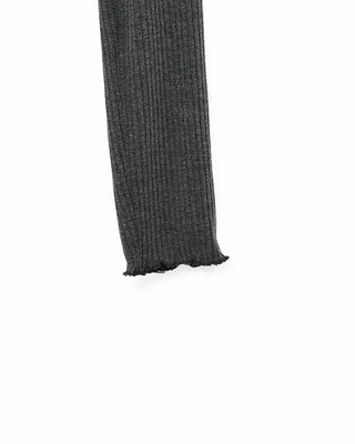 Lace V-neck cropped ribbed long T-shirt