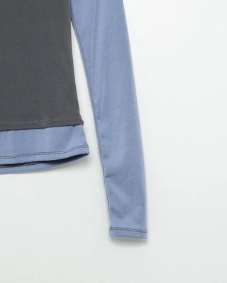 Two-tone layered long-sleeve T-shirt