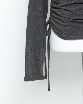 Halter neck layered shirring t-shirt