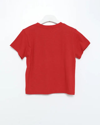 Pigment lettering half-sleeve T-shirt