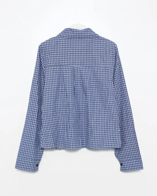 Checked gathered crop shirt