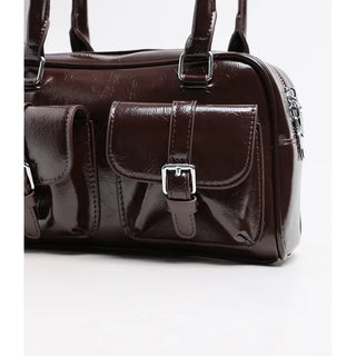 Two-pocket half-moon shoulder bag