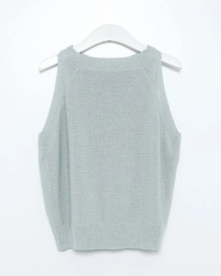 Linen boat neck sleeveless top
