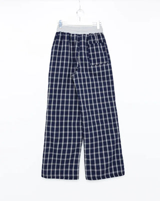 Waist two-tone check seersucker wide pants