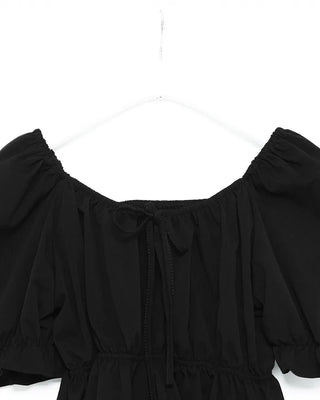 Ribbon Shirred Off-Shoulder Blouse