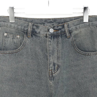 Distressed wide-leg denim pants