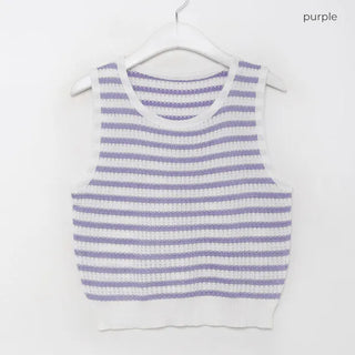 Striped knit sleeveless knit