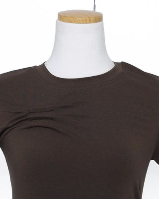Unique pintuck semi-cropped French T-shirt
