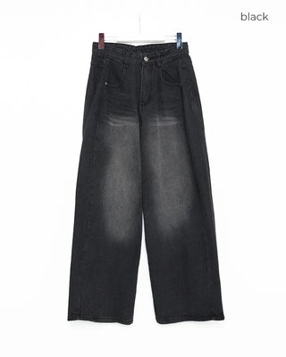 Slit denim wide-leg pants