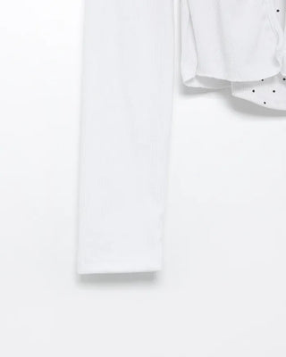 Halter neck polka dot pattern inner layered T-shirt