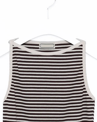 Boat neck striped sleeveless