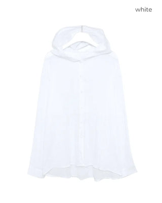Cotton blend hooded shirt