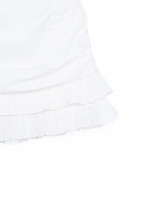 Shirred tiered pleated mini skirt