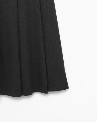 Wide pleated flared long skirt