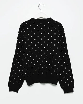 Polka Dot Ribbon Tie Knit Cardigan