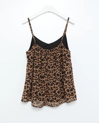 Patterned chiffon peplum camisole