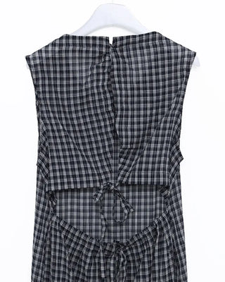Backless long check dress