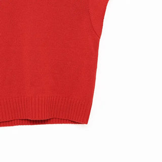 Heart Button Cap Sleeve Knit