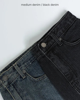 A-line denim mini skirt