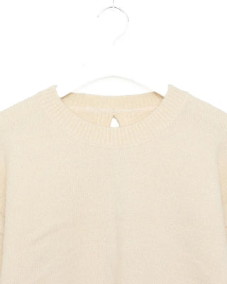 Ribbed back ribbon string long-sleeve knit