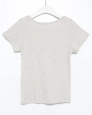 Boat neck floral pointe short T-shirt