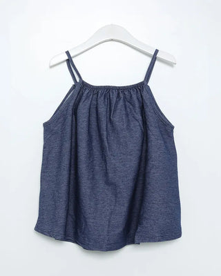 Denim ribbon camisole