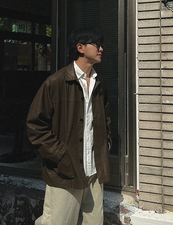 French Leather Button Jacket (2 colors)