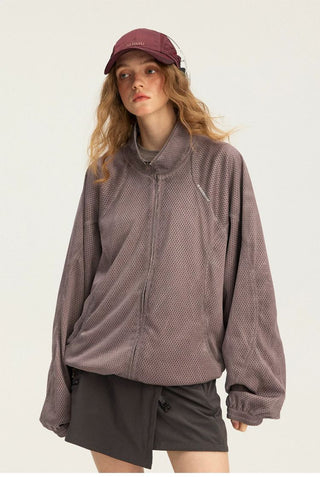 [Monterest] Washed Mesh Oversized Track Jacket
