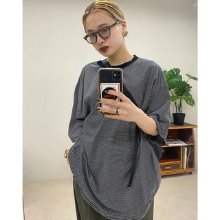 Striped oversized short-sleeved T-shirt