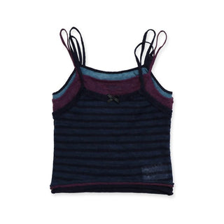 [Moromoro2] Striped Mesh Lace Knit Set