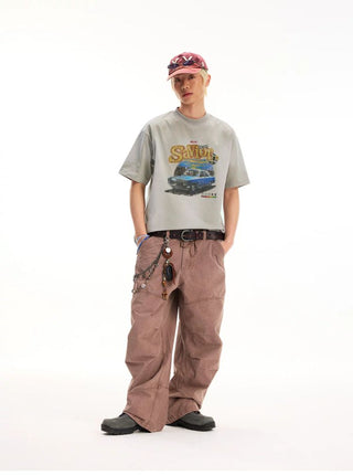 [Monterest] Washed Car Print Relaxed Fit Tee