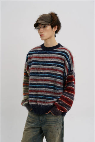 [MASONPRINCE] Striped Wool Blend Crewneck Sweater