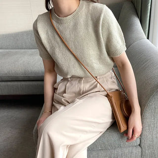 cream half sleeve knit