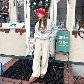 Knit wide-leg pants