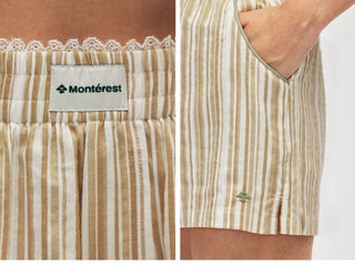 [Monterest] Lace Trim Striped Relaxed Shorts