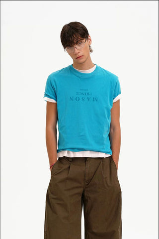 [MASONPRINCE] Mirror Logo Print Slim Fit T-Shirt