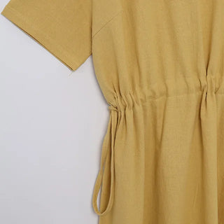 ex linen strap short-sleeved dress