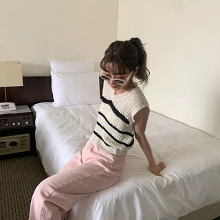 Striped knit vest