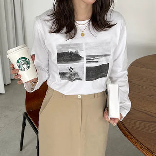 Surfing print T-shirt