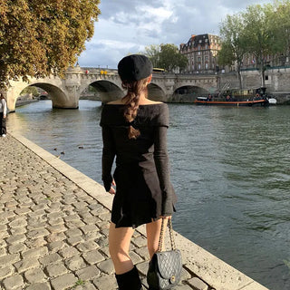 Off-shoulder hand warmer top