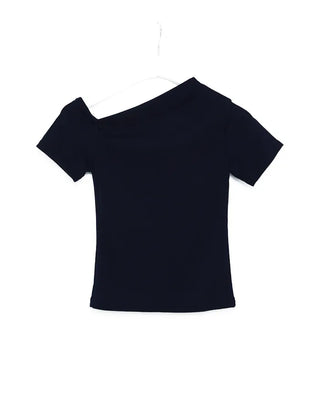 Asymmetrical Neck Slim Half T-Shirt