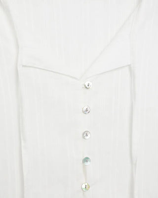 Collarless tie blouse
