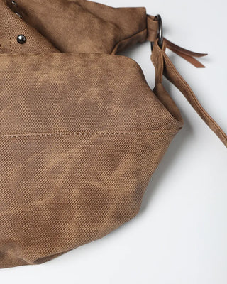 Double Studded Vintage Leather Tote Bag