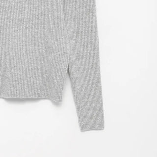 Wool ribbed neckline knit