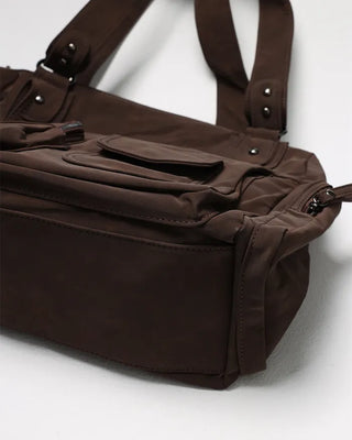 Multi-pocket Boston Big Leather Tote Bag
